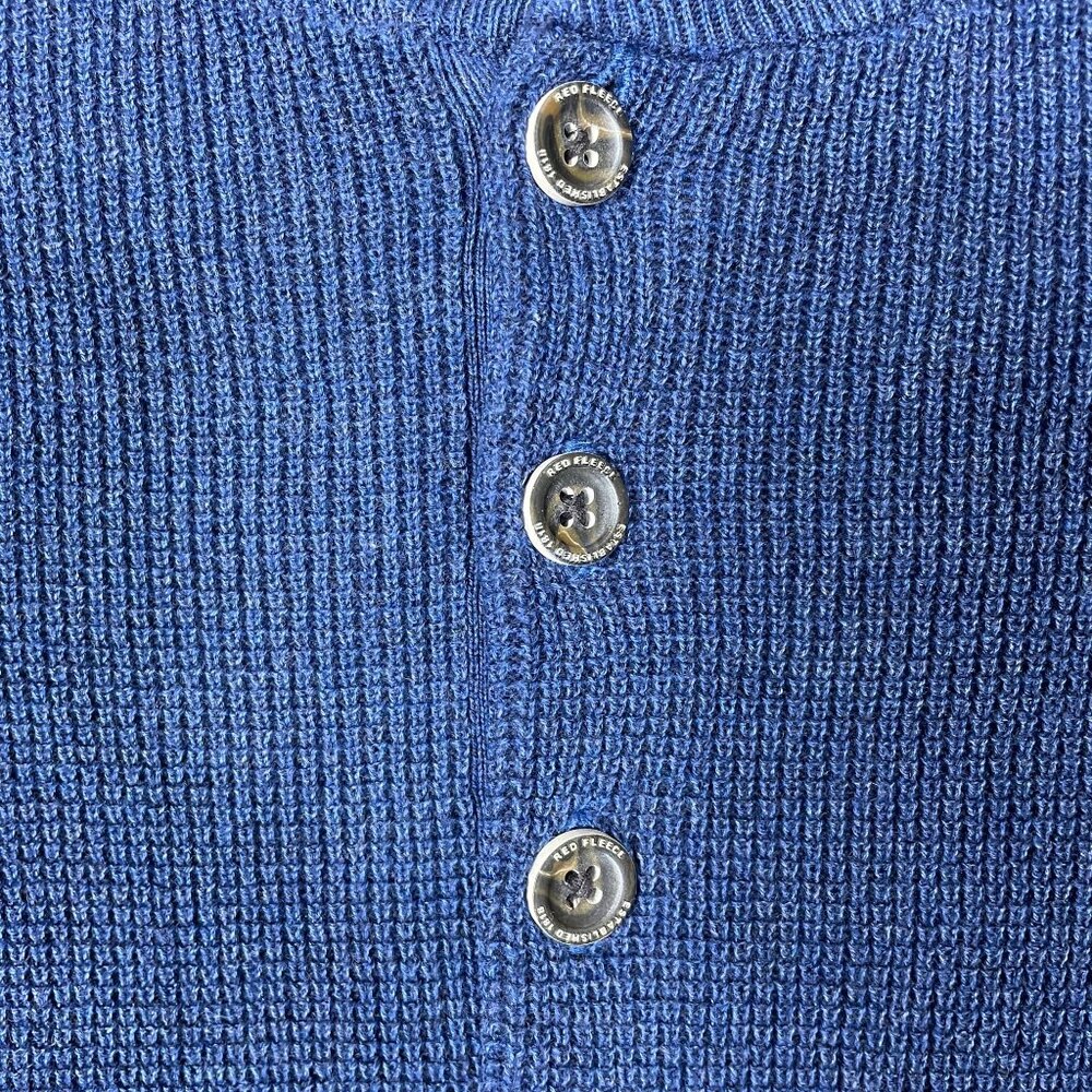 Brooks Brothers Sweater Red Fleece Men Blue Henley Neck Knit Casual Size Large - Picture 4 of 6